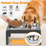 KUTKUT Elevated Dog Bowls 4 Adjustable Heights, Raised Dog Bowl for Large Medium Small Dogs and Pets, Dog Bowl Stand with 2 Stainless Steel Dog Food Bowls, 4 Heights 3.1", 8.6", 10.2", 11.8" 