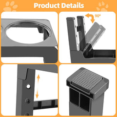 KUTKUT Elevated Dog Bowls 4 Adjustable Heights, Raised Dog Bowl for Large Medium Small Dogs and Pets, Dog Bowl Stand with 2 Stainless Steel Dog Food Bowls, 4 Heights 3.1", 8.6", 10.2", 11.8" 
