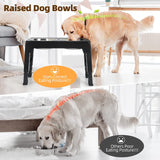 KUTKUT Elevated Dog Food Bowls 4 Height Adjustable Raised Dog Bowl with 2 Stainless Steel Dog Food Bowls Non-Slip Dog Bowl Stand Adjusts to 3.1", 8.6", 10.2", 11.8" for Small Medium Large Dog