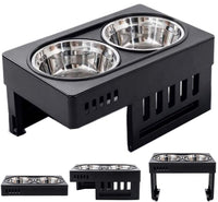 KUTKUT Raised Dog Bowl for Small, Medium & Large Sized Dog, Growing Puppies, 3 Adjustable Height 3"/7.3"/11.2" Elevated Dog Bowls Stand with 2 Stainless Steel Dog Food Bowls…-feeding essentials-kutkutstyle
