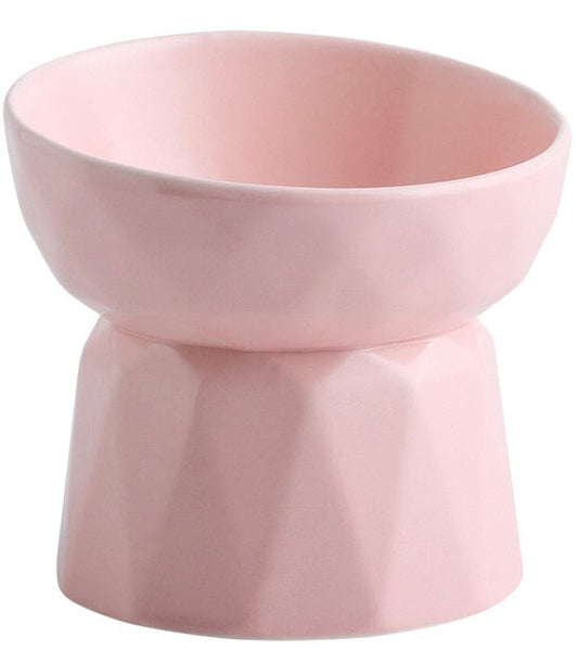 KUTKUT Ceramic Cat Bowl Anti Vomiting, Raised-Cat Food or Water Bowl for Cats and Small Dogs, Ceramic Food Bowl for Protecting Spine, Backflow Prevention Dishwasher Safe (Pink)…… - kutkut
