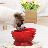 KUTKUT Ceramic Cat Dog Bowl, Elevated Anti Vomiting Stress Free Tilted Pet Bowl, Ceramic Food Bowl for Protecting Spine, Backflow Prevention and Anti-Vomiting, Pet Food Bowl Dishwasher Safe -