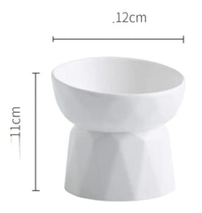 KUTKUT Ceramic Cat Bowl Anti Vomiting, Raised-Cat Food or Water Bowl for Cats and Small Dogs, Ceramic Food Bowl for Protecting Spine, Backflow Prevention Dishwasher Safe (White) - kutkutstyle