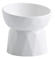 KUTKUT Ceramic Cat Bowl Anti Vomiting, Raised-Cat Food or Water Bowl for Cats and Small Dogs, Ceramic Food Bowl for Protecting Spine, Backflow Prevention Dishwasher Safe (White) - kutkutstyle