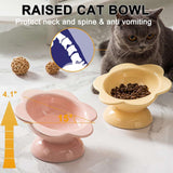 KUTKUT 2Pack Ceramic Raised Cat Food Bowl, Tilted Flower Shaped Food or Water Bowl for Cats and Small Dogs, Anti Vomiting Pet Feeder Dish Whisker Fatigue Cat Bowl (Capacity: 200ML) - kutkutst
