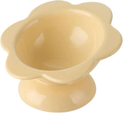 KUTKUT Ceramic Raised Cat Food Bowl, Tilted Flower Shaped Food or Water Bowl for Cats and Small Dogs, Anti Vomiting Pet Feeder Dish Whisker Fatigue Cat Bowl (Capacity: 200ML) - kutkutstyle