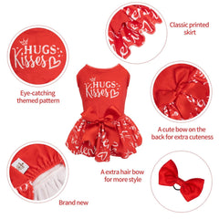 KUTKUT Festival Cute Small Girl Dog & Cat Dress, Valentine Velvet Party Dress for Small Dogs Cat Girl Puppy Kitten, Ribbon Bow Princess Dress for Maltese, Shihtzu Bichon,Papillon - kutkutstyl