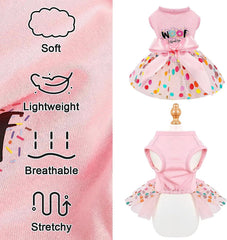 KUTKUT Small Dog Birthday Dress,Colourfull Polka Print Spring Clothes for Small Dogs Cat Puppy Kitten Princess Tutu Cute Dog Tulle Dresses Pet Party Dress - kutkutstyle