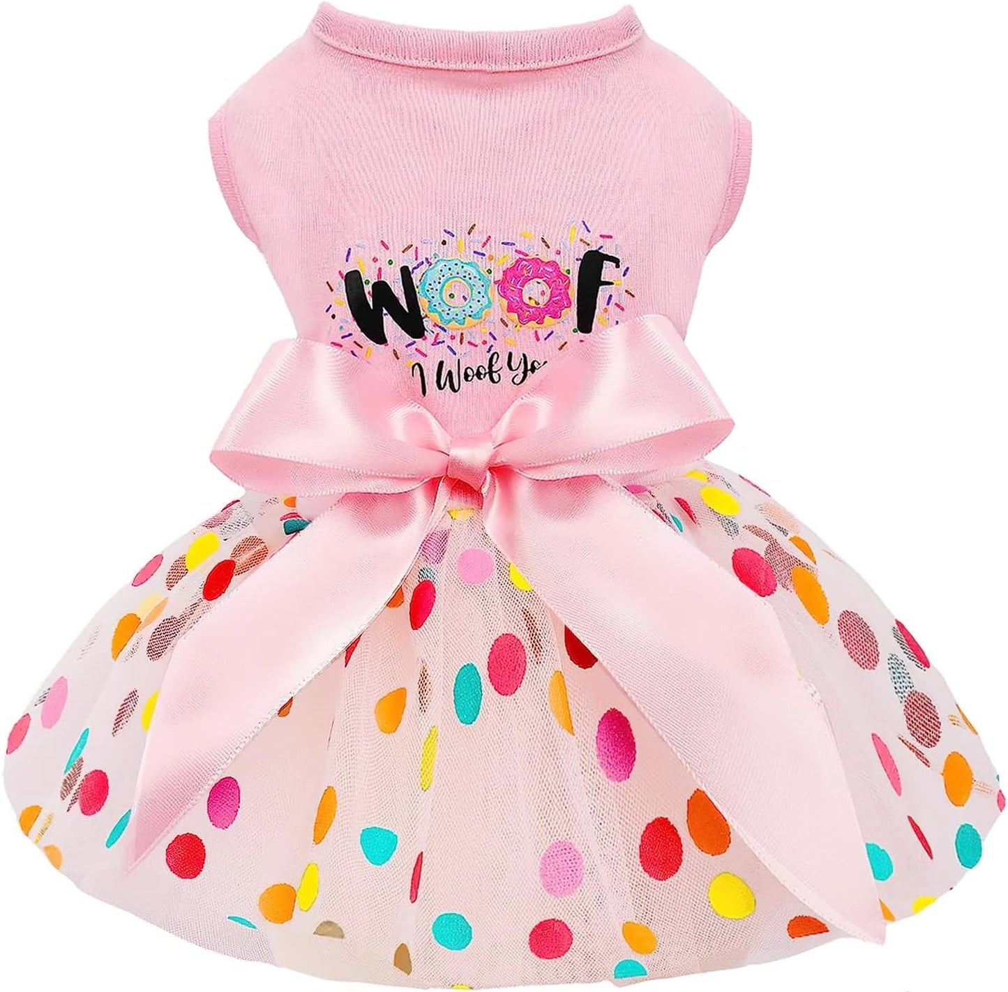 KUTKUT Small Dog Birthday Dress,Colourfull Polka Print Spring Clothes