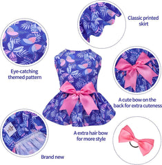 KUTKUT Small Dog Cat Girl Cute Dress, Butterfly Princess Breathable Frock for Small Dogs Cat Girl Puppy Kitten, Ribbon Bow Skirt Dress for ToyPom, Maltese, Yorkii, Papillon - kutkutstyle