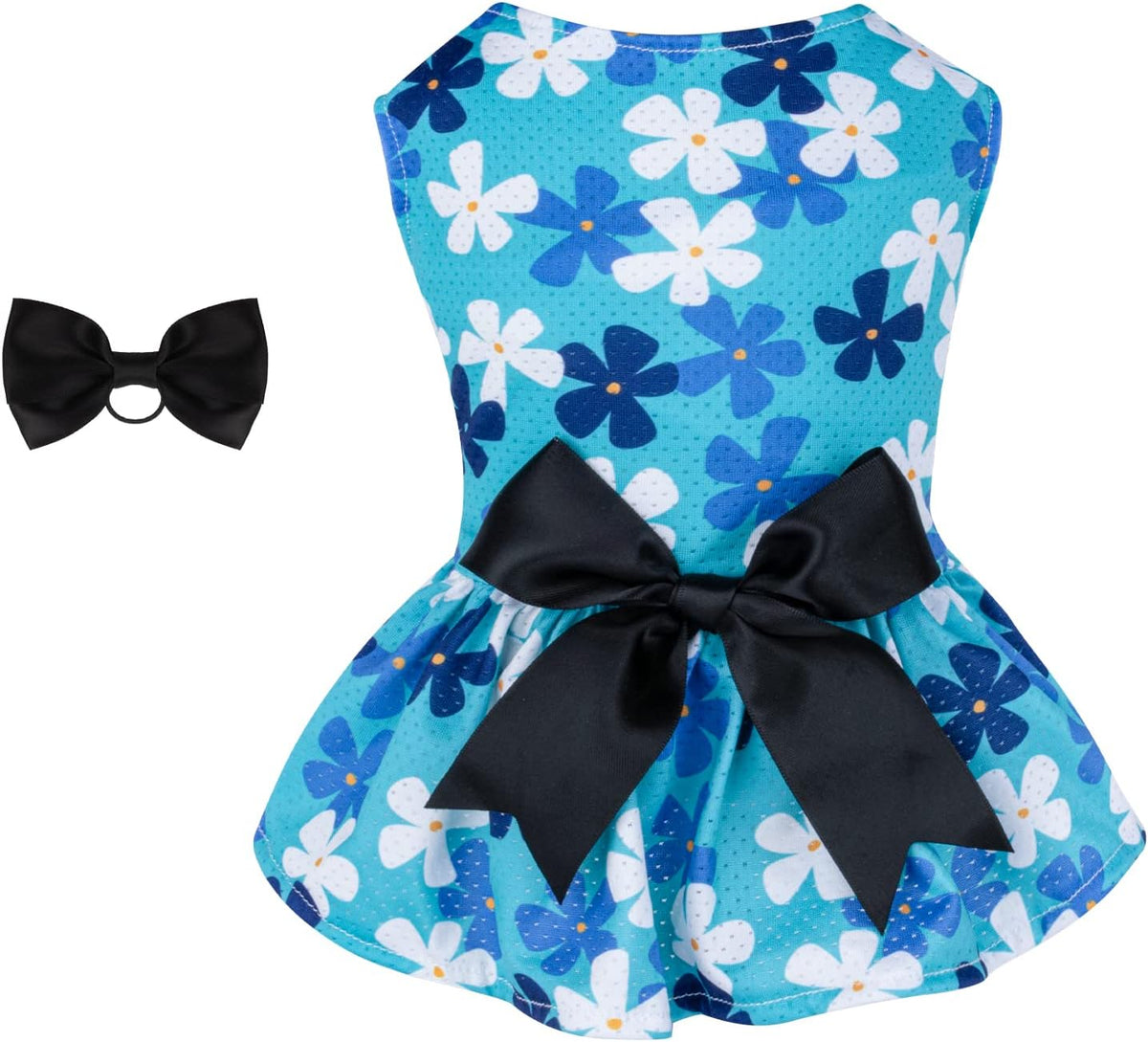 KUTKUT Small Dog Cat Girl Dress, Floral Princess Breathable Frock for Small Dogs Cat Girl Puppy Kitten, Ribbon Bow Skirt Dress for ToyPom, Maltese, Yorkii, Papillon - kutkutstyle