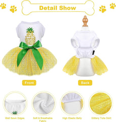 KUTKUT Small Dog Clothes Female Fruits Puppy Dresses for Small Dogs Cat Girl Pet Summer Clothes Outfit Apparel Cute Bowknot Doggy Skirt Tutu Skirt Cat Dress - kutkutstyle