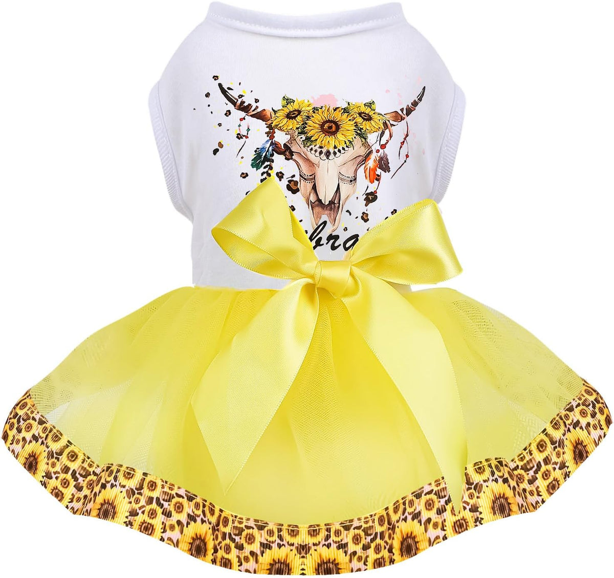 KUTKUT Small Girl Dog Cat Sunflower Lace Dog Dress &  Cute Tutu Skirt For Puppy & Kitten &  Summer Tutu Princess Dress Pet Puppy Clothing Doggie Outfits - kutkutstyle
