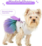 KUTKUT Small Girl Dog Dress &  Gradient Sequin Mesh Dress Dog Outfit &  Summer Tutu Small Dog Dresses &  Cat Apparel &  Cute Pet Puppy Clothing Doggie Outfits - kutkutstyle