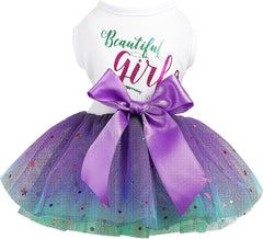 KUTKUT Small Girl Dog Dress &  Gradient Sequin Mesh Dress Dog Outfit &  Summer Tutu Small Dog Dresses &  Cat Apparel &  Cute Pet Puppy Clothing Doggie Outfits - kutkutstyle