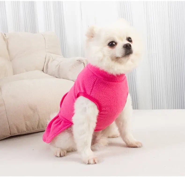 kutkutstyle Frock KUTKUT Turtleneck Dog Sweater for Small Dog Cat Girl, Fall Dog Sweater Dress with Pocket D-Ring, Puppy Sweater Fleece Dog Dress with Harness, Dog Dress Pet Clothes