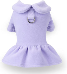 KUTKUT Winter Dog Cat Girl Harness Dress with Leash Ring, Polar Fleece Puppy Kitten Sweater Dress for Kitten, Chiuhuahua, Yorkshire, Toypom etc - kutkutstyle