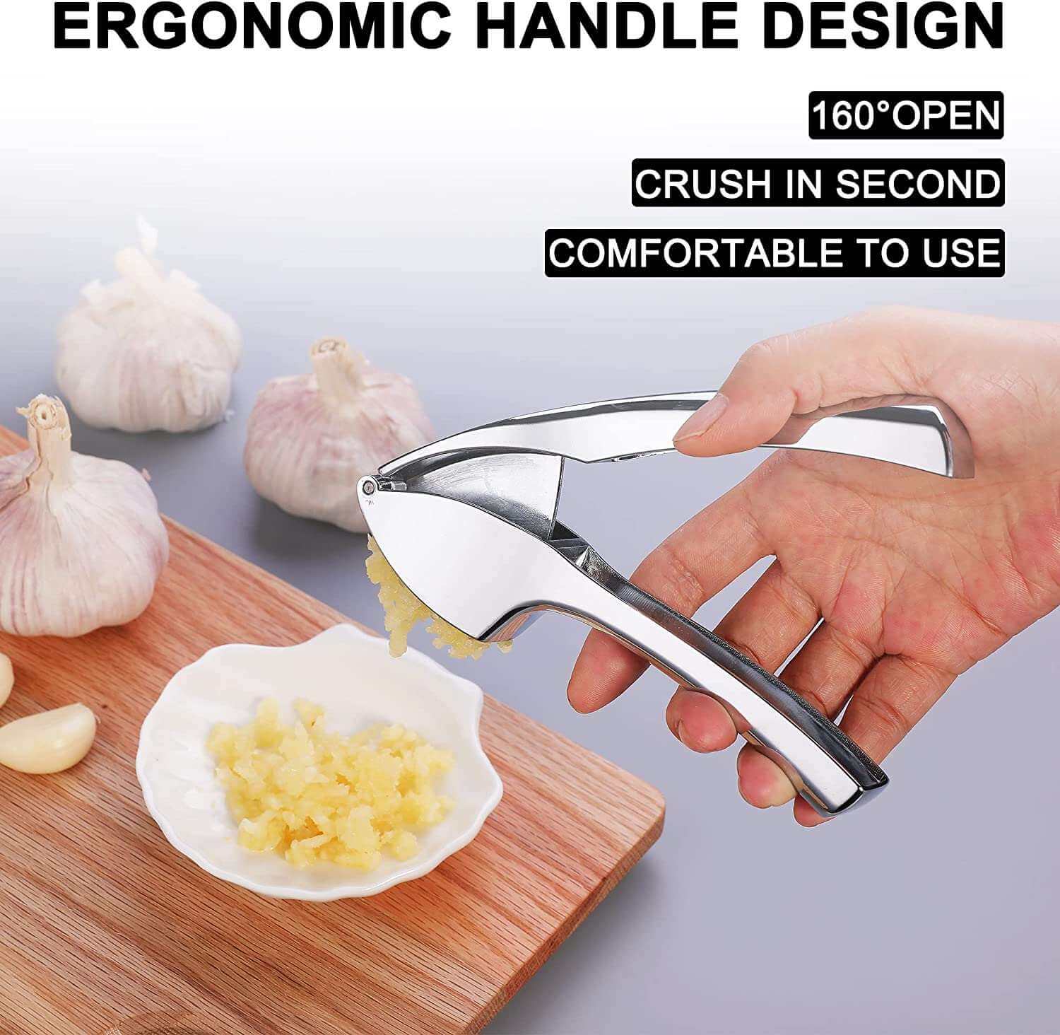 EZYHOME Professional Garlic Press - Heavy Duty & Rust Proof
