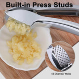 EZYHOME Garlic Press, Premium Garlic Mincer with Silicone Roller Peeler & Cleaning Brush, Professional Food Grade Rust Proof Garlic Crusher Easy to Squeeze and Easy to Clean Dishwasher Safe (