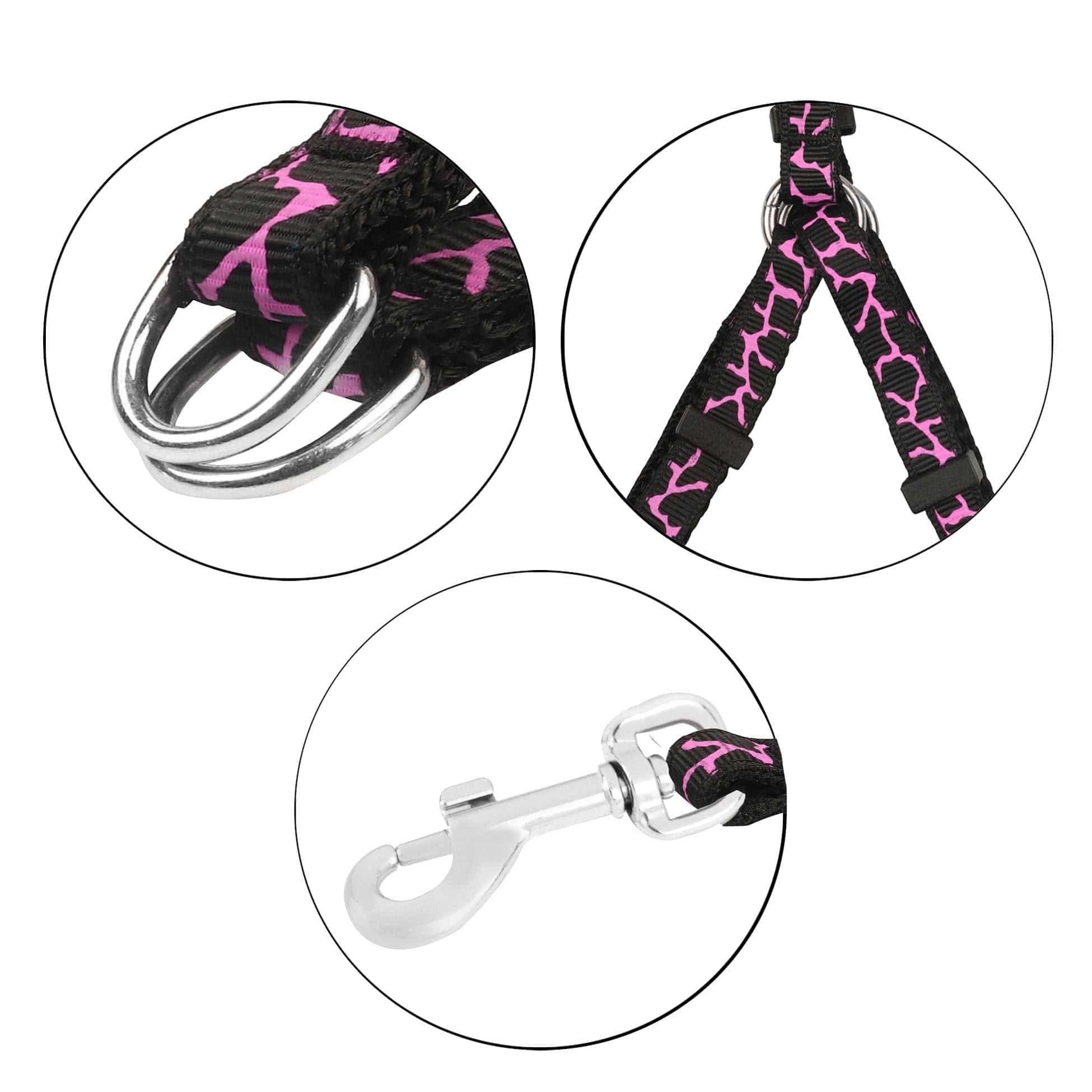 KUTKUT Adjustable Without Choker & Pull | Dog Harness Basic Step |Small Puppy Dog Harness (Black & Pink, Size S- Adjustable Chest 31-46cm) - kutkutstyle