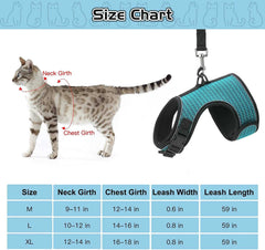 KUTKUT 2022 Newewst Style Breathable Dog Cat Harness and Leash Set Escape Proof - Reflective Vest Harness for Kitten Small Medium Large Dogs with Durable Leash for Outdoor Walking Training - 