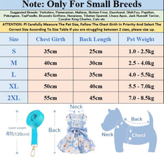 KUTKUT 2Pcs Small Dog Bowknot Harness Dress, Straberries & Floral Pattern Girl Dog Dresses Cute Puppy Pet Doggy Breathable Princess Dress for King Charles, French Bulldog etc - kutkutstyle