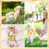 KUTKUT 2Pcs Small Dog Bowknot Harness Dress, Straberries & Floral Pattern Girl Dog Dresses Cute Puppy Pet Doggy Breathable Princess Dress for King Charles, French Bulldog etc - kutkutstyle