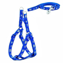 KUTKUT Adjustable Basic Harness and Leash | Snow Flakes Print Heavy Duty No Pull Nylon Harness for Puppy - kutkutstyle