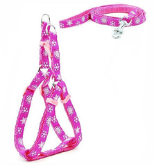 KUTKUT Adjustable Basic Harness and Leash | Snow Flakes Print Heavy Duty No Pull Nylon Harness for Puppy - kutkutstyle