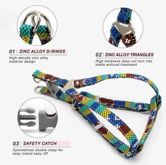 KUTKUT Adjustable & Breathable Harness and Leash Set | No Choke No Pull Canvas Print, Escape-Proof Harness for Small Dogs/Cats - kutkutstyle