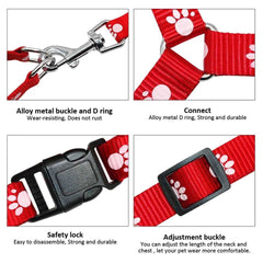 KUTKUT Adjustable | Cute Paws Print Heavy Duty | No Pull Pet Back Clip Halter Harness and Leash for Puppies - kutkutstyle