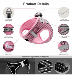 KUTKUT Adjustable Dog/Cat Harness, No Pull for Puppy, Reflective, Breathable & Soft Mesh Padded Step-in Vest & Leash Set, for Outdoor Walking Escape Proof - kutkutstyle