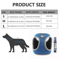KUTKUT Adjustable Dog Harness, No Pull Pet Harnesses for Puppy, Adjustable, Reflective, Breathable and Soft Mesh Padded Step-in Vest & Leash Set - kutkutstyle