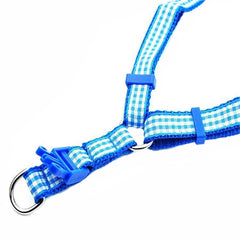 KUTKUT Adjustable Halter Harness and Leash | Checkered Print Heavy Duty No Pull Pet Back Harness for Puppy - kutkutstyle