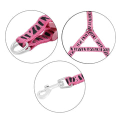 KUTKUT Adjustable Halter Harness and Leash | Zebra Stripe Print Heavy Duty No Pull Pet Back Harness for Puppy - kutkutstyle