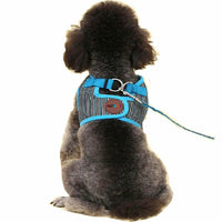 KUTKUT Adjustable No-Pull & No-Choke Vest Harness | Blue Stripes Print Soft Comfortable Breathable Vest Harness and Leash Set for Puppy-Harness-kutkutstyle