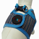 KUTKUT Adjustable No-Pull & No-Choke Vest Harness | Blue Stripes Print Soft Comfortable Breathable Vest Harness and Leash Set for Puppy - kutkutstyle