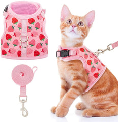 KUTKUT Cat & Small Dog Puppy Harness with Leash and Collar for Walking - Escape Proof - Adjustable Soft Vest Harnesses for Small Dogs and Cats - kutkutstyle