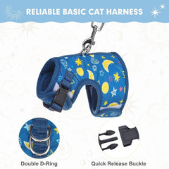 KUTKUT Cat & Small Dog Puppy Harness with Leash and Collar for Walking - Escape Proof - Adjustable Soft Vest Harnesses for Small Dogs and Cats - kutkutstyle