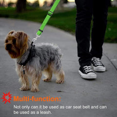 KUTKUT Dog Cat Safety Seat Belt Strap Car Headrest Restraint Adjustable Nylon Fabric Dog Seatbelt Harness in Vehicle Travel Daily Use (Green)… - kutkutstyle