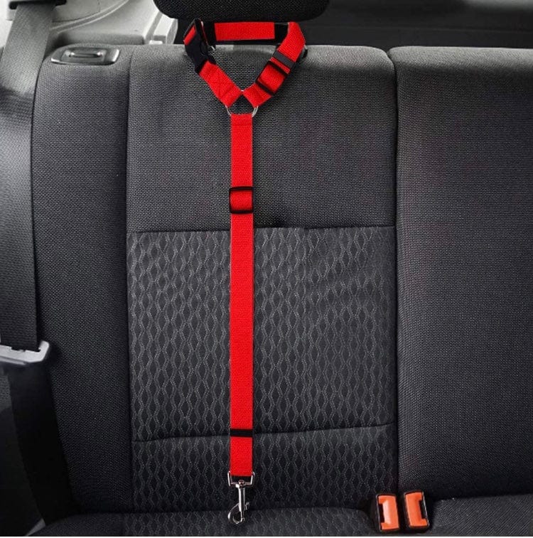 KUTKUT Dog Cat Safety Seat Belt Strap Car Headrest Restraint Adjustable Nylon Fabric Dog Seatbelt Harness in Vehicle Travel Daily Use (Red)… - kutkutstyle