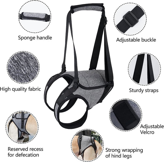 KUTKUT Dog Sling for Medium Dogs Hind Leg Support to Help Rehabilitate The Hind Limbs of Elderly Dogs with Weak Hind Legs Disabilities and Injuries Dog Harness Helps Arthritis ACL Recovery - 