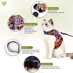 KUTKUT Kitten Escape Proof Harness and Leash for Walking Air Mesh Fabric Outdoor Walking Vest with Reflective Strips for Cute Kittens and Small Puppies - kutkutstyle