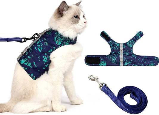 KUTKUT Kitten Harness and Leash for Walking Escape Proof Air Mesh Fabric Outdoor Walking Vest with Reflective Strips for Cute Kittens and Small Puppies - kutkutstyle