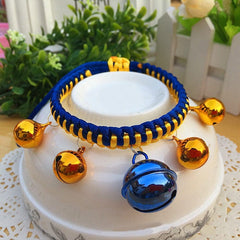KUTKUT Pet Collar Dog Cat Collar Necklace Hand Woven Collar Bell Pendant Cat Accessories Puppy Pet Supplies with Bells (Size: M, Adjustable Neck: 20cm - 45cm)…-Harness-kutkutstyle