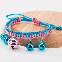KUTKUT Pet Collar Dog Collar Necklace Hand Woven Cat Collar Bell Pendant Cat Accessories Puppy Pet Supplies with Bells (Size: M, Adjustable Neck: 20cm - 45cm)…-Harness-kutkutstyle
