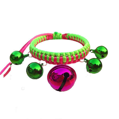KUTKUT Pet Collar Necklace Hand Woven Dog Cat - Pet Collar Bell Pendant Cat Accessories Puppy Pet Supplies with Bells (SIZE: L, Adjustable Neck: 20cm - 55cm)…-Harness-kutkutstyle