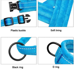 KUTKUT Soft Flannel Padded Dog Vest Harness & Leash|Escape Proof/Quick Fit Reflective Strap Personalized Harness & Leash with Pet Name & Phone Number For Small Dogs - kutkutstyle