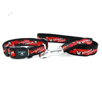 KUTKUT Dog Collar Combo Set | Matching Collar & Leash | Safety Set for Daily Outdoor Walking Running Training Small Medium Dogs Cats (Red, Adjustable Neck: 38cm - 54cm) - kutkutstyle