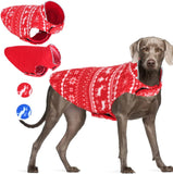 KUTKUT Christmas Dog Winter Coat Pet Sweater, 2-in-1 Dog Fleece Jacket Reflective Pet Warm Vest, Cold Weather Christmas Costume Dog Clothes for Puppies and Small Dogs - kutkutstyle